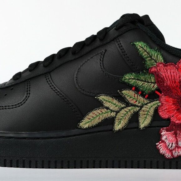 Nike Air Force 1 Custom Black Shoes Red Rose Flower Floral Men Women Kids Low main image 8